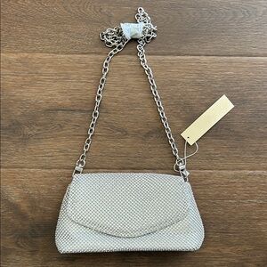 NWT Badgley Mischka Silver Handbag Clutch  | Silver Rhinestone Handbag